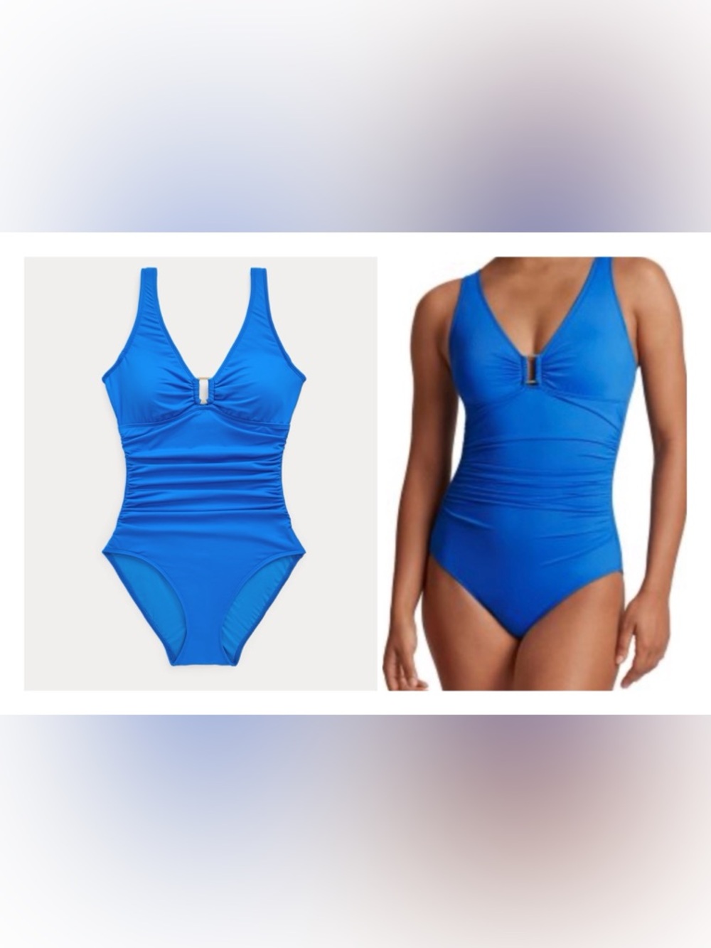 Ralph Lauren Bright Blue One-Piece Swimsuit with Front Ring Detail